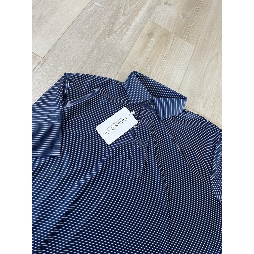 Collars and Co Featherweight Relaxed Short Sleeve Polo Blue Striped S NWT..